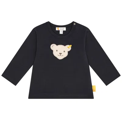 Produktbild von Steiff Uni Baby Langarm Teddykopf Ohne Squeezer T-Shirt, Steiff Navy, 80 EU