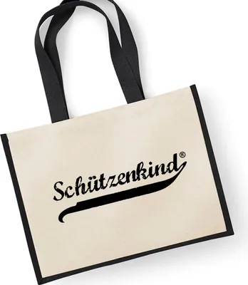 Produktbild von Hellweg Druckerei Jutetasche Schützenkind Vintage Präsent Shopper Einkaufstasche Black 21 Liter Jute und Baumwolle Einkaufstasche Schützenkind Vintage Geschenkidee