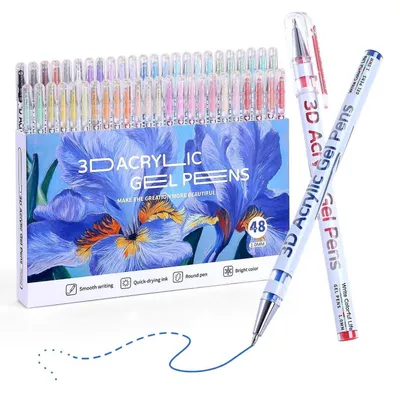 Image de Stylos gel à base d'acrylique, 48 couleurs, pointe de 1,0 mm, résistants à l'eau, pour diverses surfaces