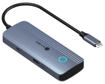 Imagen del producto de ICY BOX IB-DK4081-SO, Cable, USB 3.2 Gen 1 (3.1 Gen 1) Tipo-C, 85 W, Color antracita, 5 Gbit/s, 3840 x 2160 píxeles