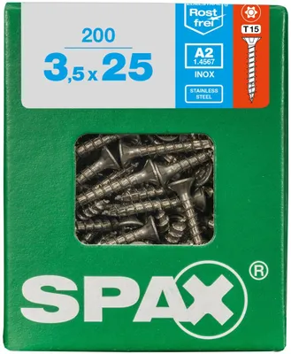 Produktbild von SPAX 4197000350257, Schraube, Edelstahl, Holz, Flachkopf, Torx, Edelstahl