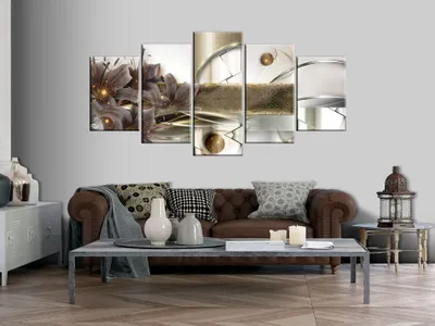 Image de Tableau acoustique Fleurs abstraites 200 x 100 cm Tableaux Mousse acoustique Absorbeur acoustique haute performance Isolation acoustique Toile 5 pièces Tableau mural Acoustique intérieure Isolation acoustique a-C-0055-b-n