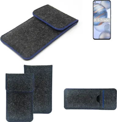 Produktbild von K-S-Trade Handy-Hülle Schutz-Hülle kompatibel mit Huawei Honor 30 Filztasche Pouch Tasche Case Sleeve Filzhülle dunkelgrau, blauer Rand