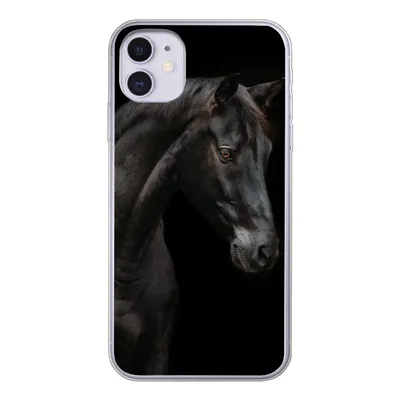 Produktbild von MuchoWow® Handyhülle Schutzhülle Hülle für iPhone 11 Pferd - Tier - Schwarz Silikon Softcase Handy Hülle - Handytasche