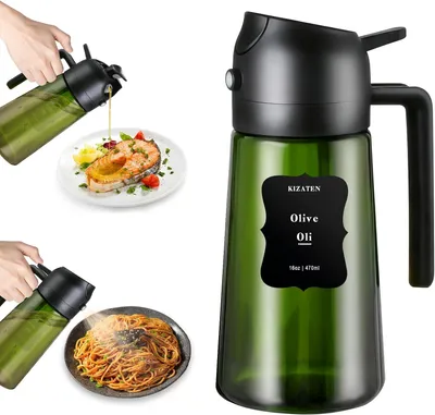 Produktbild von Ölsprüher 470 ml, Glas, 2-in-1 Öldosierer, lichtdichter Ölausgießer, für Küche