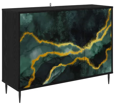 Produktbild von Sideboard WIJHE Schwarz Eichen-Optik 102 x 33 x 76 cm