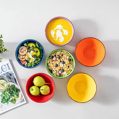 Produktbild von Ramen Bowl Keramik Suppenschalen 6-teiliges Schalen-Set Salatschalen Pastaschalen mehrfarbig