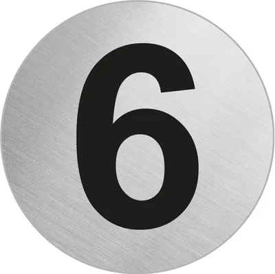 Produktbild von Türnummer Zimmernummer aus Edelstahl "6" Ø 60 mm selbstklebend