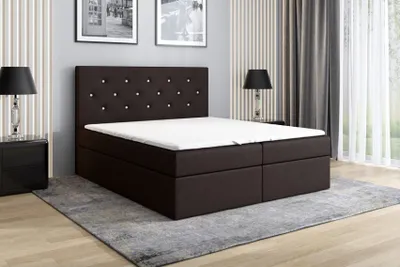 Produktbild von Boxspringbett REGIN 180 x 200 mit 2 Bettkästen, Bonell-Matratze und Topper. Farbe: Schwarz
