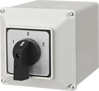 Produktbild von Nockenschalter Drehschalter Wendeschalter Wahlschalter mit Gehäuse IP65 1-0-2 On-Off-On 3-polig 3-Phasen 160A