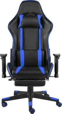 Produktbild von vidaXL Gaming-Stuhl mit Fußstütze Drehbar Blau PVC
