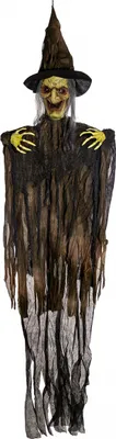 Produktbild von Schreckliche Waldhexe mit Sound, Licht & Bewegung als Halloween Hängefigur 153 cm