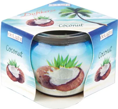 Produktbild von Duftkerzen Motiv im Glas, lange Brenndauer und angenehmer Duft ( Coconut )