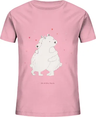 Produktbild von Mr. & Mrs. Panda Kleinkinder T-Shirt Eisbär Umarmen 5-6 Jahre (110/116) - Baumwolle Pink - Geschenk, Lustige Sprüche, für Kinder, Mädchen, Kindershirt, Teenager