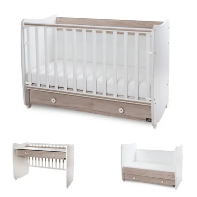 Produktbild von Lorelli Babybett Dream 60 x 120 cm umbaubar Schreibtisch Kinderbett Schaukelbett grau weiß