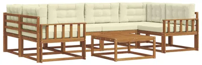 Produktbild von vidaXL Outdoor-Sofagarnitur mit Kissen 7 pcs Natur und Creme