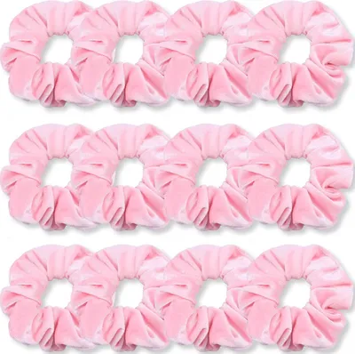 Image de lot de 12 élastiques à cheveux en velours rose de haute qualité pour femmes et filles