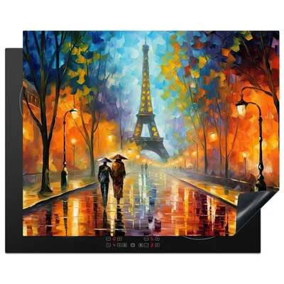 Produktbild von KitchenYeah© Herdabdeckplatte Paris - Eiffelturm - Kunst - Städte , 65x52cm, Küche Deko, Glaskeramikkochfeld Herdabdeckung, Abdeckplatte fùr Kochfeld