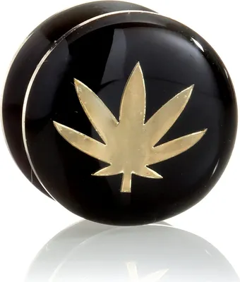 Produktbild von Karisma Ohr Flesh Tunnel Piercing Acryl Screw on Hanfblatt Canabis Epoxydharz Schicht T6325 - 14.0 Millimeter