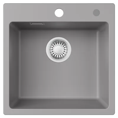 Produktbild von Küchenspüle 45 x 45 cm, pflegeleichte Einbauspüle, Hitzebeständig Kratzfest, Spülbecken Grau, Cecipa MAX SMC Spüle, modern Granitspüle optik