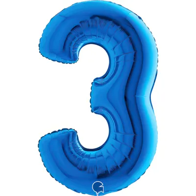 Produktbild von Riesenzahl Folienballon 40"/102cm | Blau Zahl: 3