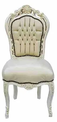 Produktbild von Casa Padrino Barock Esszimmer Stuhl Creme / Creme Lederoptik