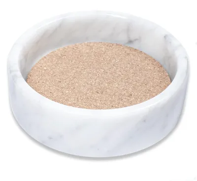 Produktbild von Marmor Weinflaschenuntersetzer - Rund - Weiß/Gold