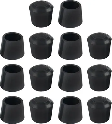 Obrázek produktu pro Gumové nožičky z pryže, vnitřní průměr 19 mm, kónická koncovka, ochrana nohou židle/stolu, černá, 14 kusů