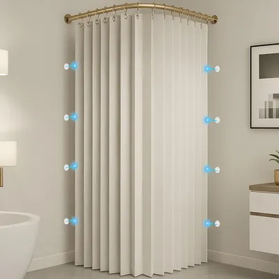 Duschvorhang wasserdicht, 200x200 cm, Beige, 230 g/m², faltbar