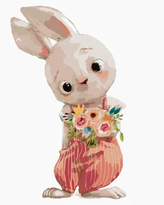 Produktbild von Zuty - Malen nach Zahlen - KANINCHEN MIT BLUMEN, 40x50 cm, mit Keilrahmen (bereits gespannt)