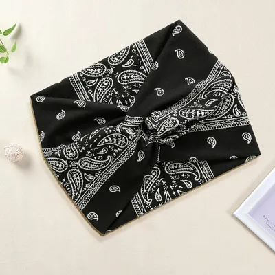 Immagine prodotto di Cerchietto in cotone paisley - bianco e nero vintage-chic