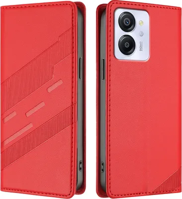 Image de Etui pour Blackview Color 8, étui portefeuille en cuirPolyuréthaneavec fente pour carte et fonction stand Rot