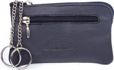 Produktbild von Bag Street Schlüsseletui Echtleder 2 Reißverschlussfächer Dunkelblau