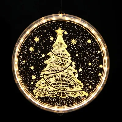 LED-Fensterbeleuchtung 3D Weihnachtsbaum, 24 cm, Acryl, mit Saugnapf