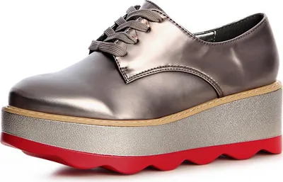 Produktbild von topschuhe24 1380 Damen Halbschuhe Derby Plateau Metallic, Farbe:Silber Grau, Größe:36 EU