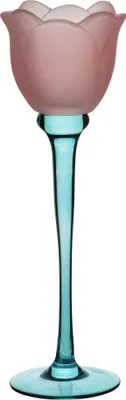 Produktbild von Kerzenhalter Glas Mondex JULIETTA HTRL5132 8x8x27 cm Rosa/Blau 1 Stück