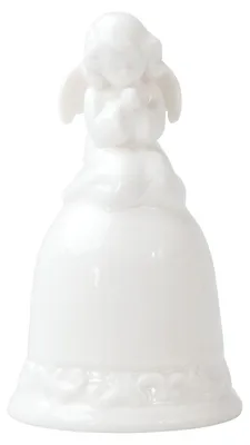 Produktbild von Porzellan Tischglocke mit kniendem Friedensengel, 7 cm breit, 12 cm hoch