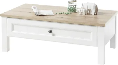 Produktbild von Couchtisch >Toskana< Schublade, Artisan Eiche Nachbildung, weiß - 110x41x60 (BxHxT)