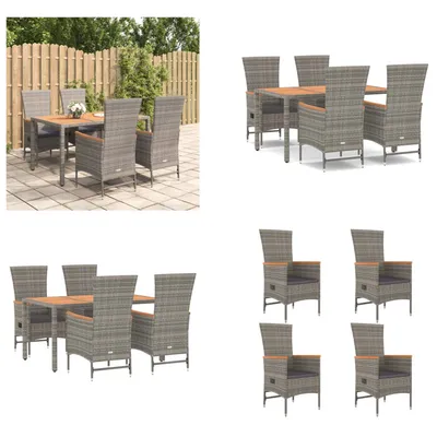 Image de vidaXL 5 pcs. Salon de jardin avec coussins Gris Poly Rotin - Salon de jardin - Salon de jardin - Salon Terrasse