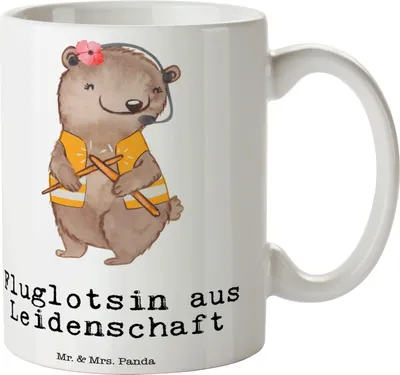 Produktbild von Mr. & Mrs. Panda Tasse Fluglotsin Leidenschaft - Weiß - Geschenk, Ausbildung, Kaffeetasse, Trinkbecher, Witzig, Beruf, Pott, Teetasse, Spruch, Lustig, Becher