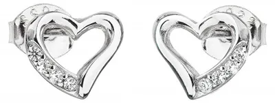 Imagen del producto de Pendientes de plata con circonita en forma de corazón, modelo 11071.1