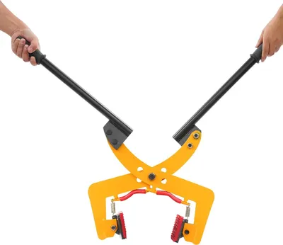 Obrázek produktu pro Kleště na obrubníky – zvedací svěrka – nosnost 280 kg – rozpětí 6–24 cm – pro kameny a desky – pro těžké břemena – žlutá barva