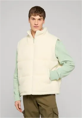 Obrázek produktu pro Pánská vesta Urban Classics Basic Teddy Puffer Vest whitesand - S