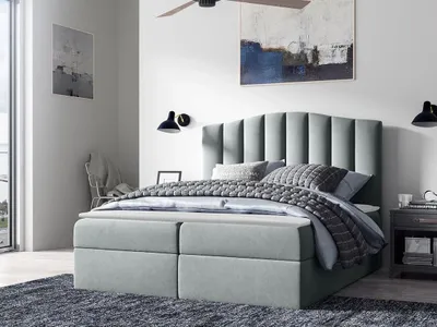 Obrázok produktu pre Boxspringová manželská posteľ 180x200 REYA - popolavá + topper ZDARMA