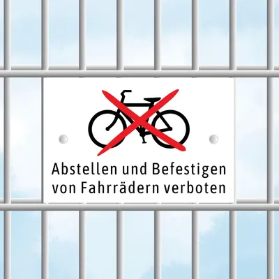 Produktbild von Zaunschild - Fahrräder abstellen verboten - Perfekt für Doppelstabmattenzäune Verzinkt