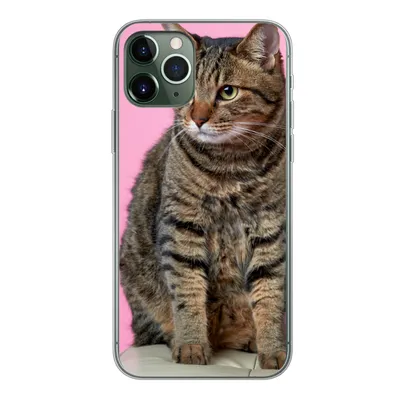 Produktbild von MuchoWow® Handyhülle Schutzhülle Hülle für iPhone 11 Pro Katze - Rosa - Pouf - Mädchen - Kinder - Kinder Silikon Softcase Handy Hülle - Handy