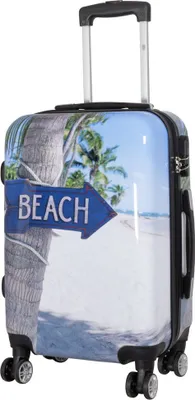 Produktbild von Hartschale kleiner Handgepäck Koffer Beach Strand Motiv Trolley 4 Rollen bunt Größe S