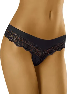 Produktbild von Wolbar Damen y Shorts-Strings Spitze Miederslip Slips mit tiefer Hüftlinie WB409, schwarz, XL