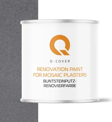 Produktbild von Q-COVER BUNTSTEINPUTZ-RENOVIERFARBE Telegrau RAL 7045 2,5L – UV- & Witterungsschutz, wasserabweisend, für Innen & Außen