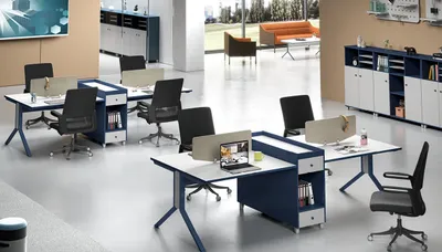 Immagine prodotto di Scrivania Mobili per ufficio Scrivanie d'arredo Call center 4 postazioni di lavoro Scrivania in legno